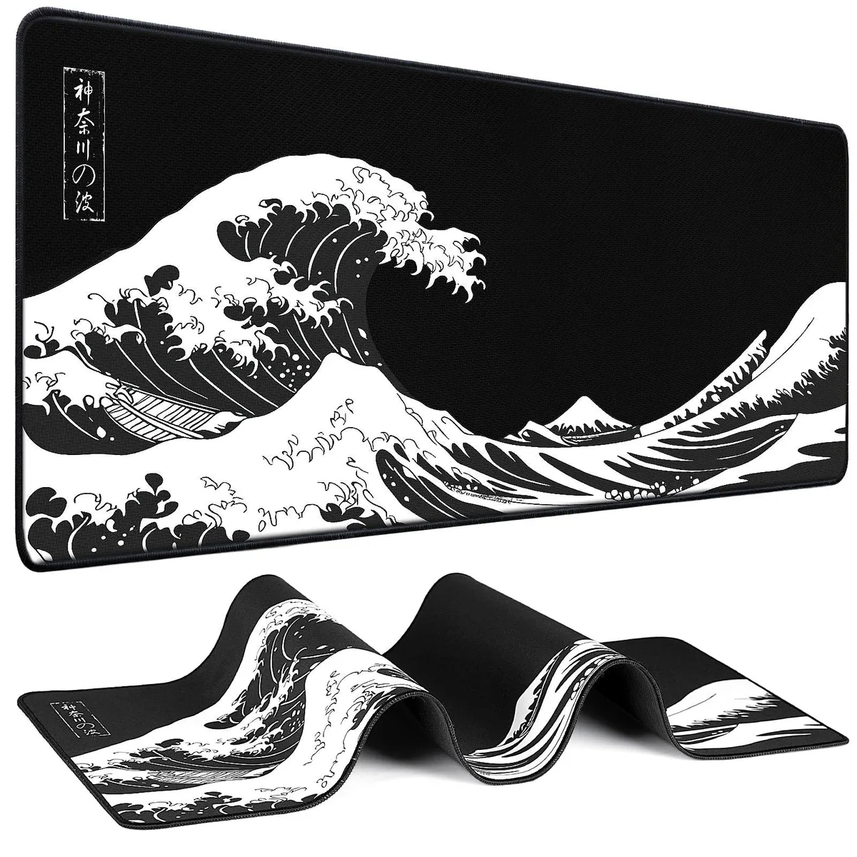  Yuhijoy Kanagawa Large Mouse Pad 31.5 x 11.8in Black Wave — product photo