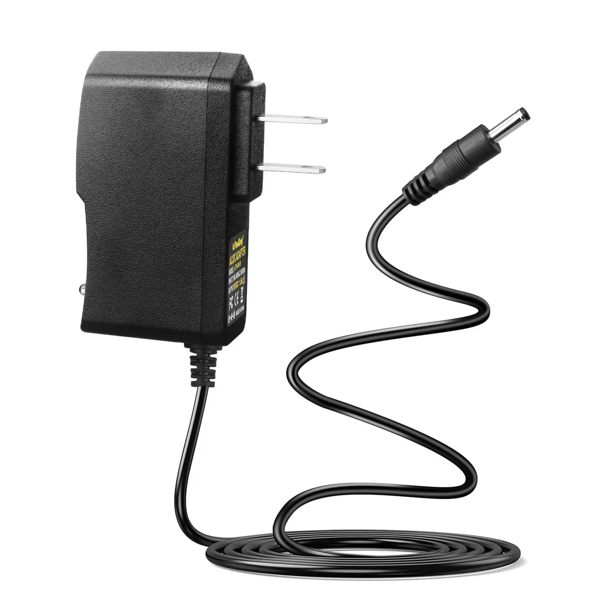 Black rectangular power adapter with 150cm cable and 3.5mm barrel connector