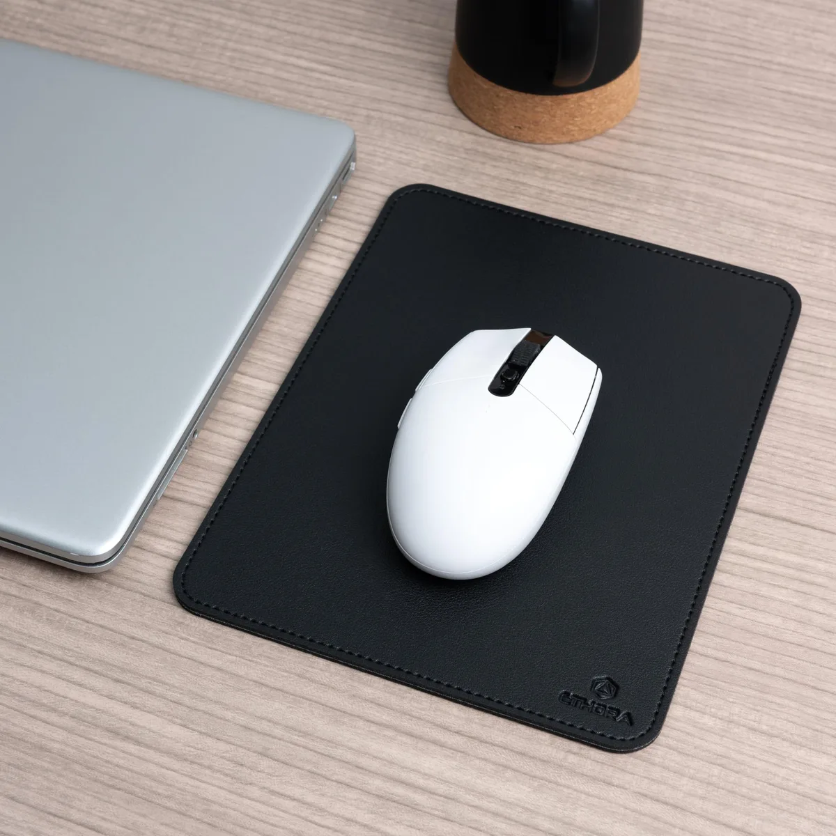  ETHORA Faux Leather Mouse Pad Black 7 x 9 Inches — product photo