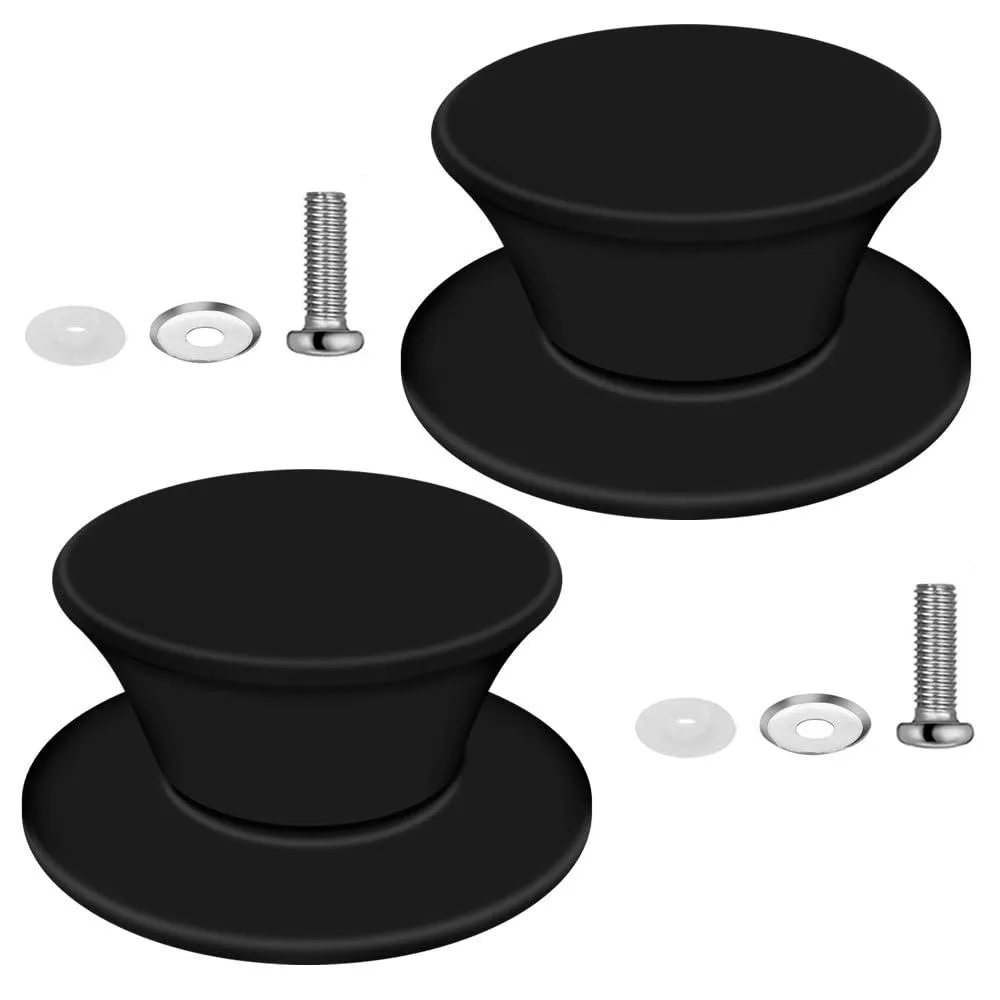 Black silicone universal pot lid knob with threaded base