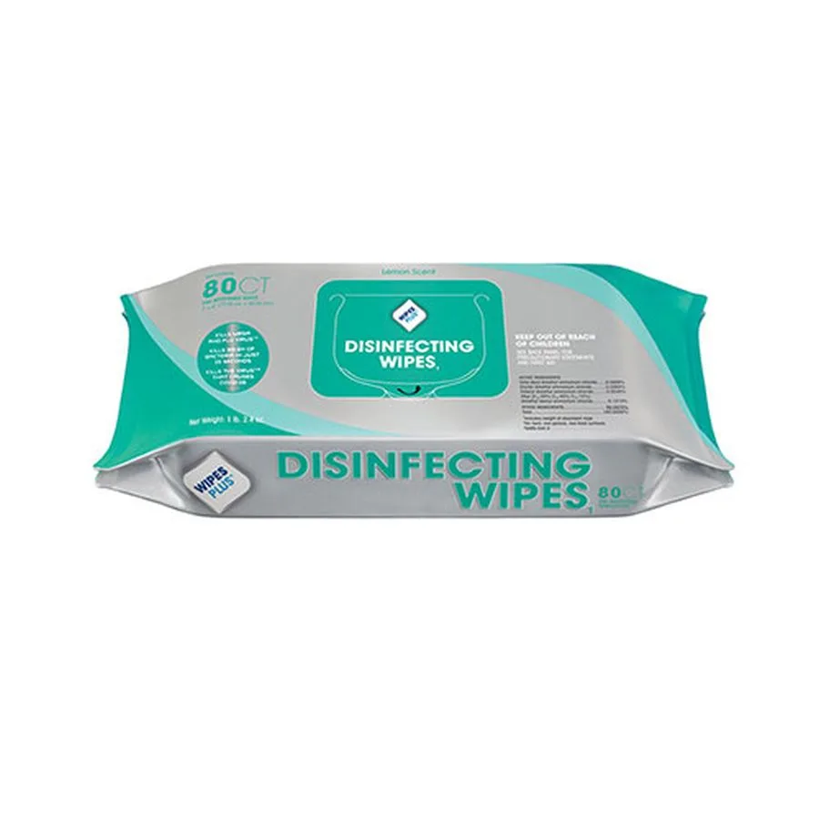 White rectangular refill pack containing 80 disinfecting wipes