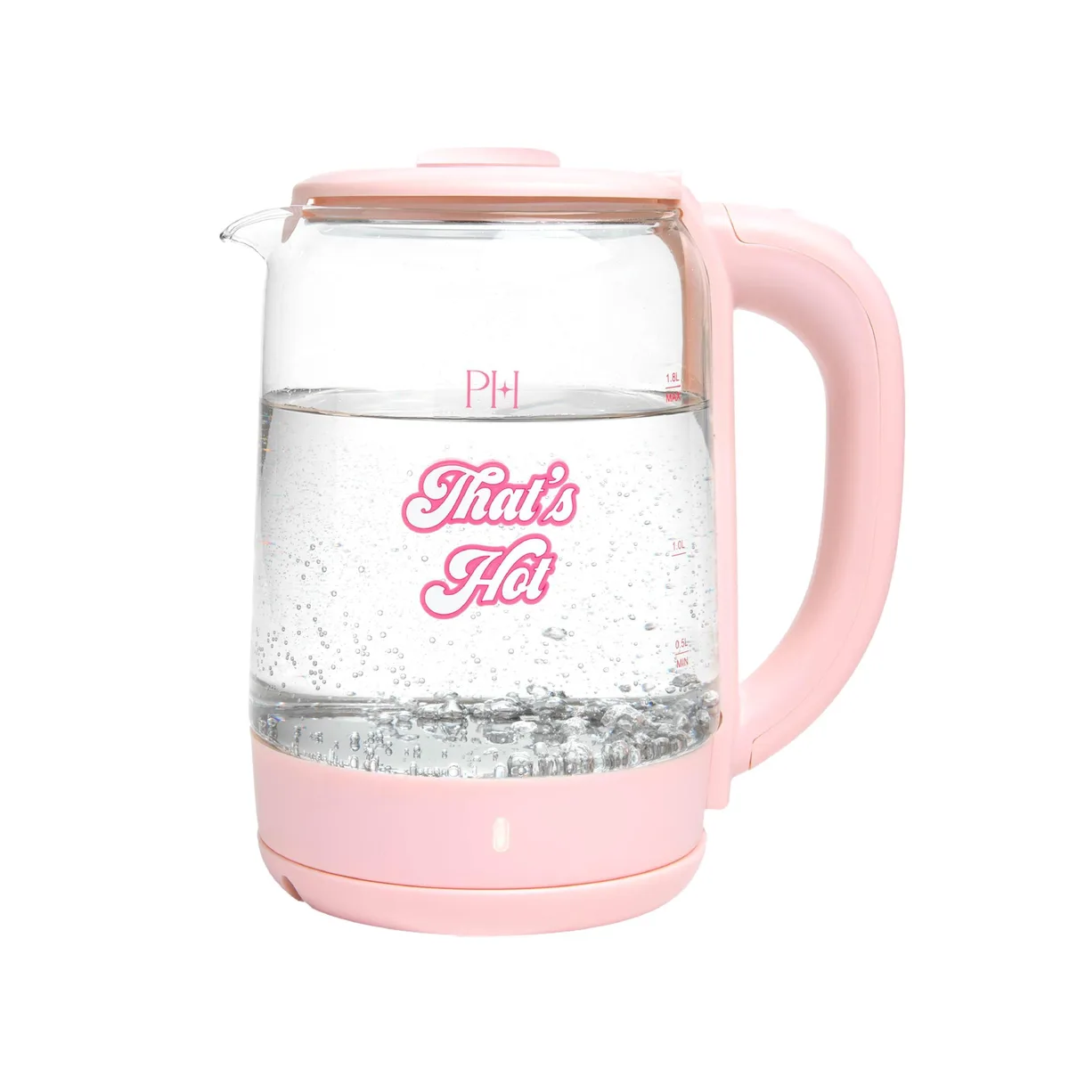  Paris Hilton Electric Kettle 1.8L Glass Pink 1100W 360° Base — product photo