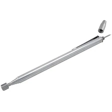 Telescoping magnetic pick-up tool with knurled handle and transparent finish