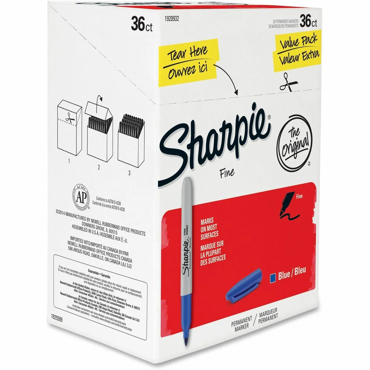 Sanford Sanford SAN1920932 Sharpie Fine Point Permanent Marker Blue 36 Pack — product photo