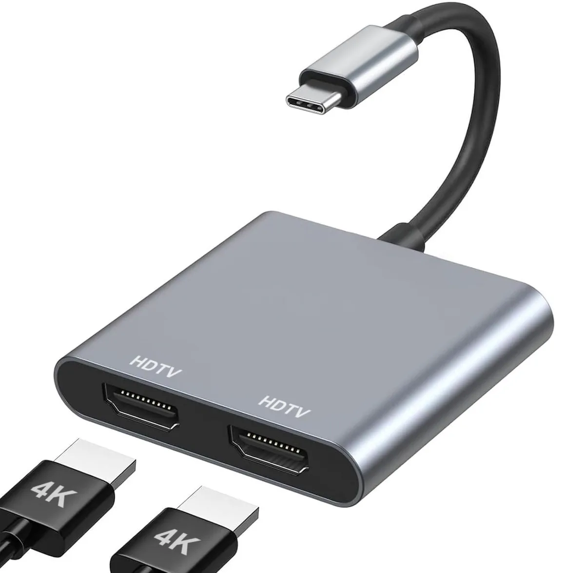  Luonanava US-HDMI-002 USB Display Adapter 2 HDMI 4K@60Hz Gray — product photo