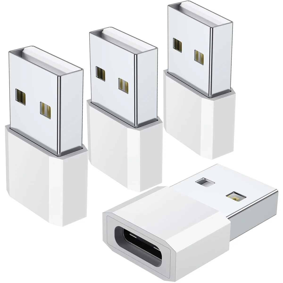  QianLink QER1 USB-C Female to USB-A Male Adapter 4-Pack White — product photo