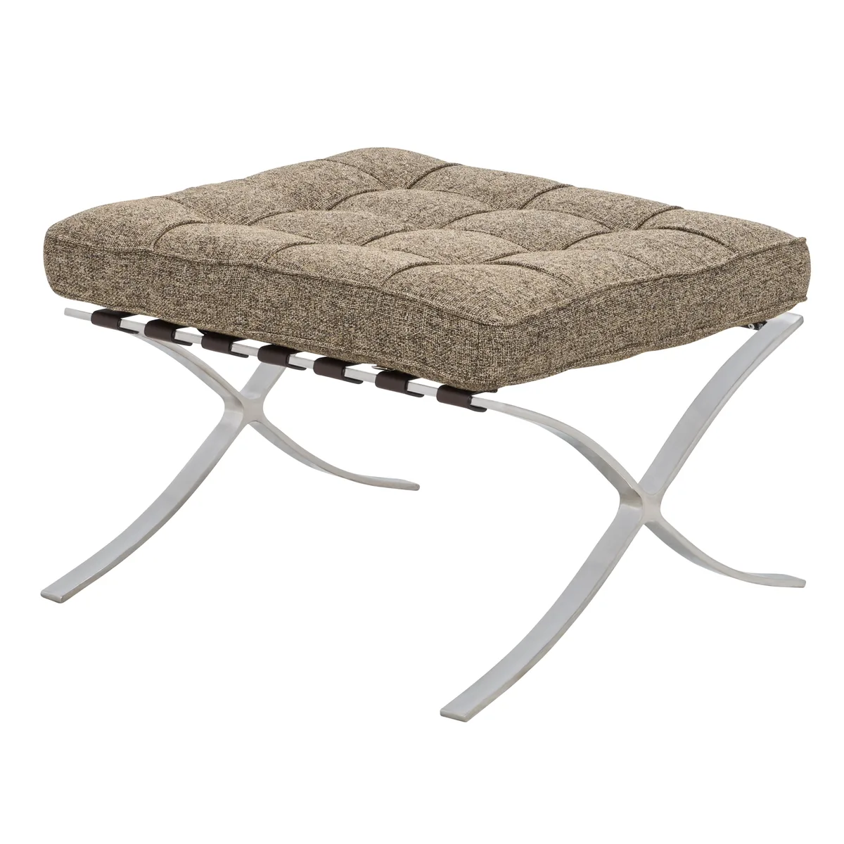 LeisureMod LeisureMod Bellefonte Mid-Century Pavilion Ottoman Oatmeal Wool Gold 21.25" x 22.8" x 16.25 — product photo
