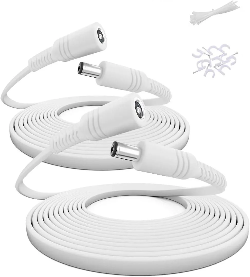BFKK BFKK 20ft 12V DC Extension Cable 2.1mm x 5.5mm 5521 White 2-Pack — product photo