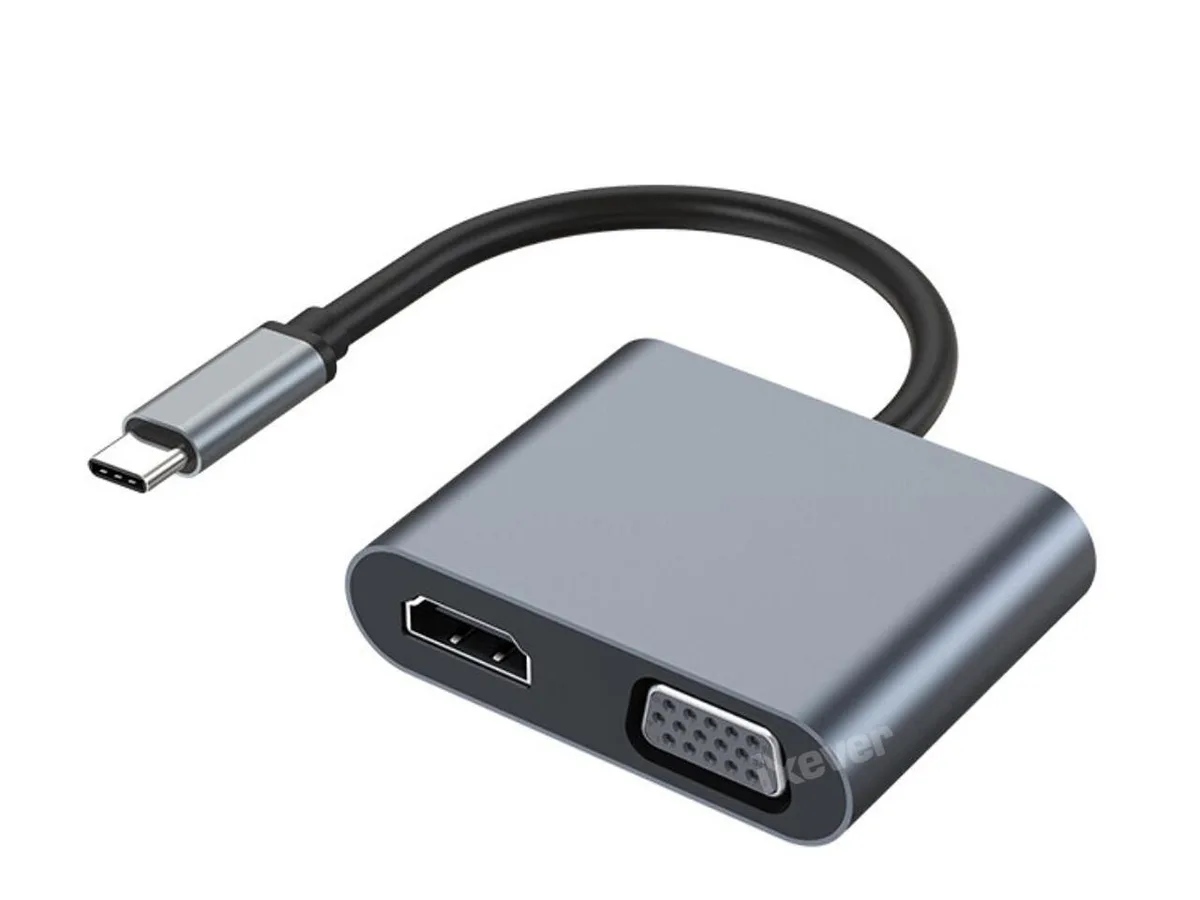 iXever iXever USB-C to HDMI VGA Adapter Gray 95mm — product photo