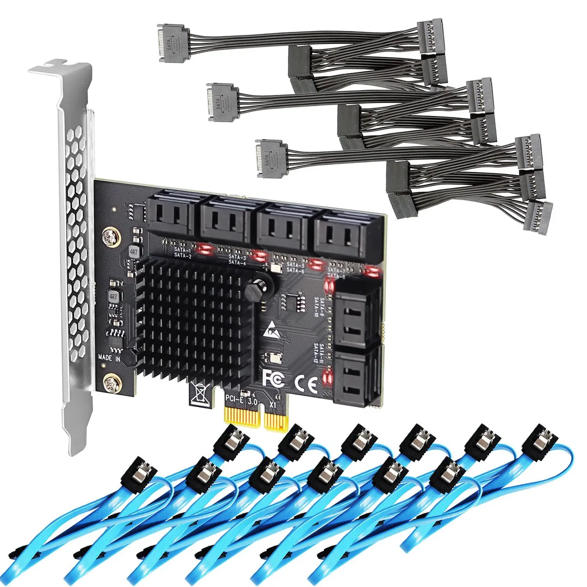 GLOTRENDS GLOTRENDS SA3112J 12-port PCIe SATA expansion card — product photo