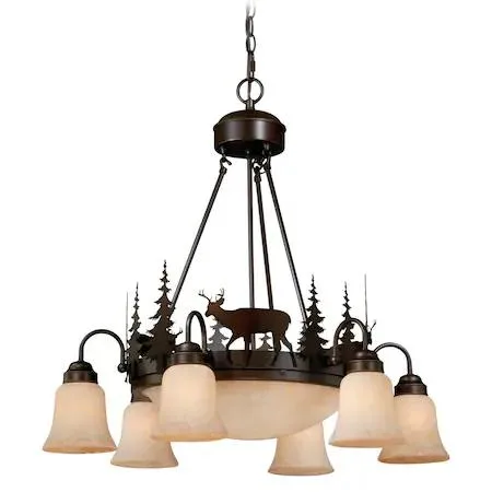 Vaxcel Vaxcel CH55406BBZ Bryce 9-Light Rustic Deer Chandelier Bronze 28.5 in W 27 in H — product photo