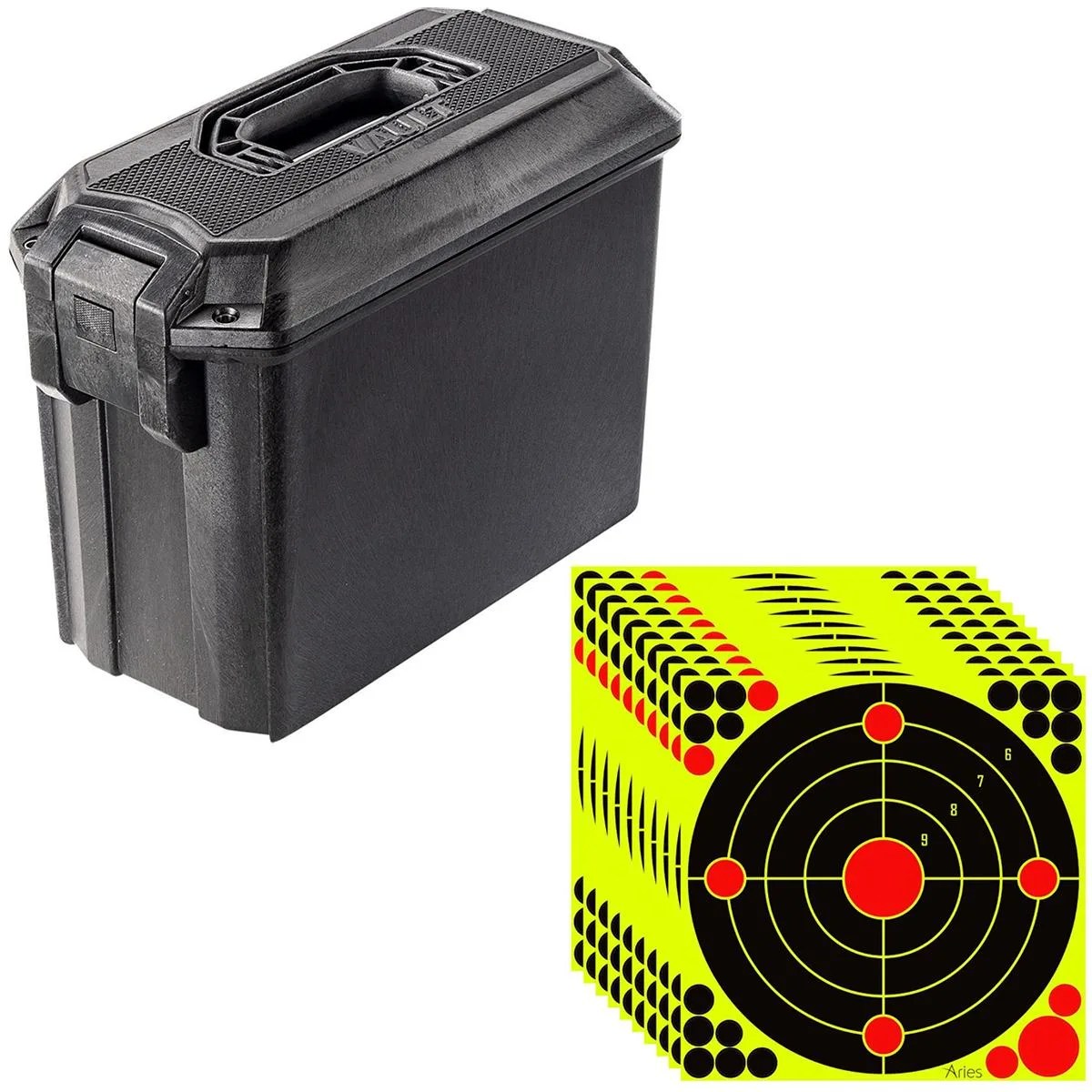 Pelican Products, Inc. Pelican V250 Vault Ammo Case Black with 12x12" Target Stickers 10-Pack — product photo