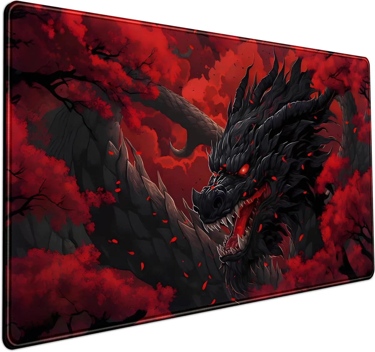 BAOFENG BAOFENG Huge Dragon Large Mouse Pad Red Black 31.5 x 15.7 in — product photo
