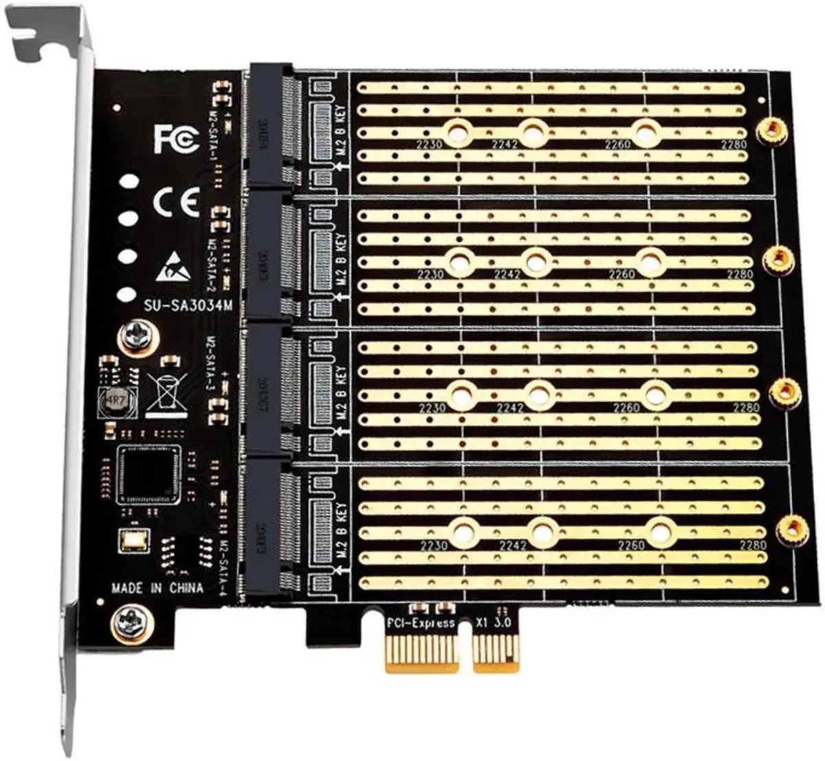 Vszerda Vszerda Chi a Mining PCIe x1 3.0 4-Port M.2 SATA Adapter — product photo