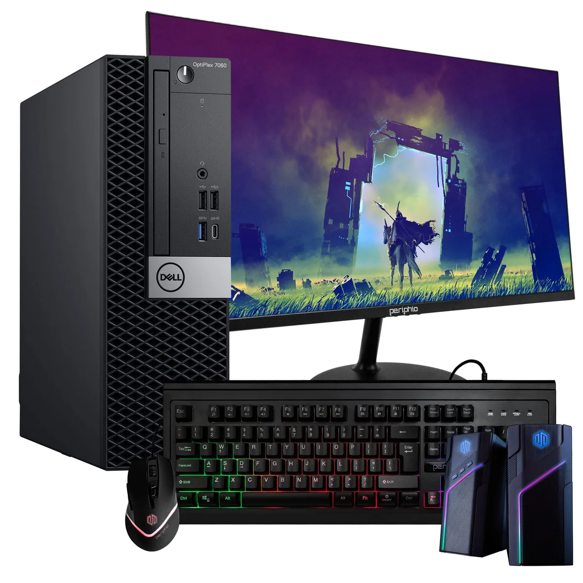 DELL DELL OptiPlex 7060 i5-8500 3.2GHz 16GB DDR4 500GB SSD Win 11 Pro 24" monitor RGB peripherals — product photo