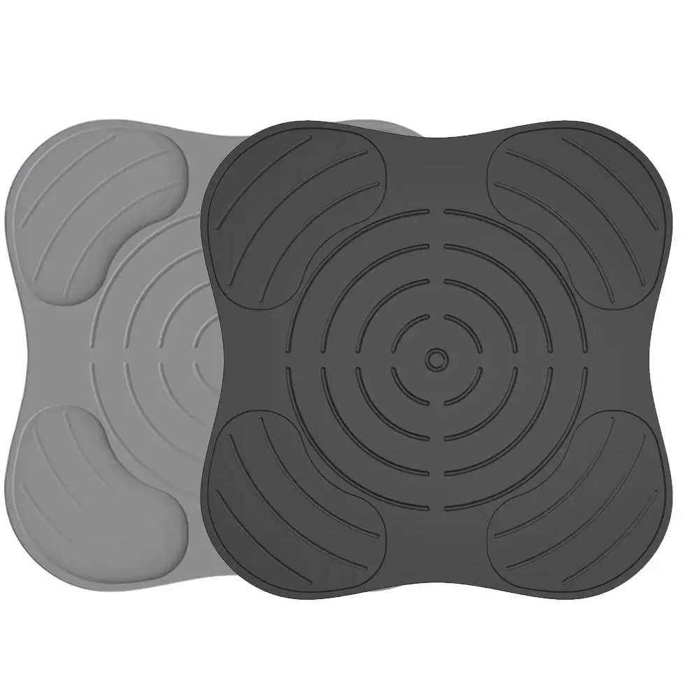 Two flexible square silicone mats, light grey, open grid pattern, 10.8 by 10.6 inches