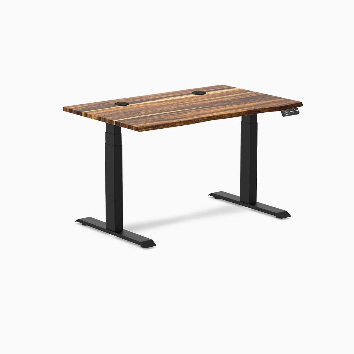 Desky Desky Dual Hardwood Sit Stand Desk Pheasantwood 48 x 30 inches Matte Black — product photo