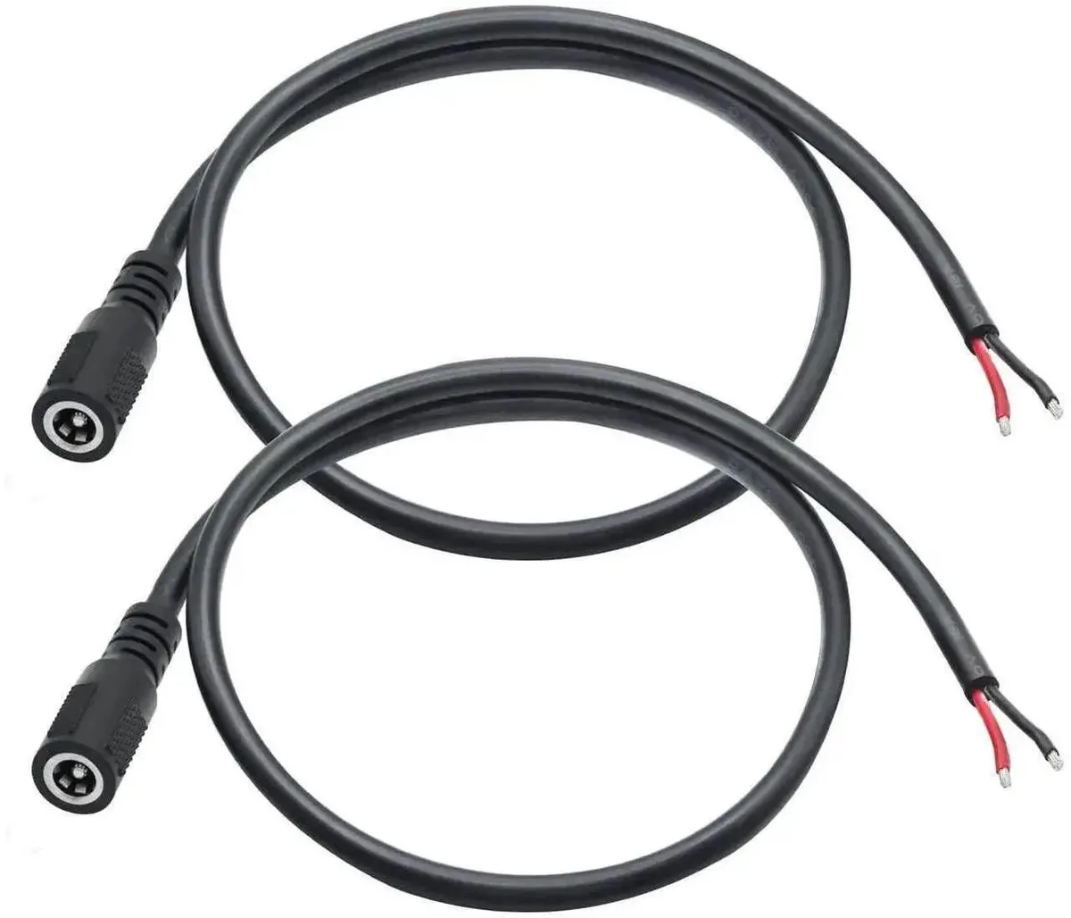 SMUGDESK SMUGDESK 12V DC 5.5mm x 2.1mm Female Pigtail Cable 18AWG 0.5M 2Pcs — product photo