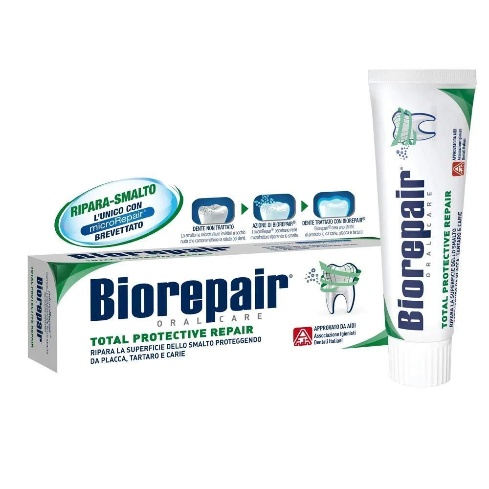 White 75ml toothpaste tube with flip cap standing upright
