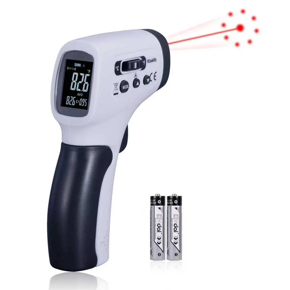 Gray infrared thermometer gun with ring laser and backlit display