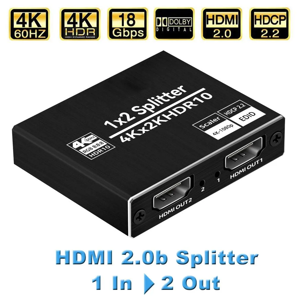 LUOM LUOM OZF12 1x2 HDMI Splitter 4K@60Hz 18Gbps — product photo