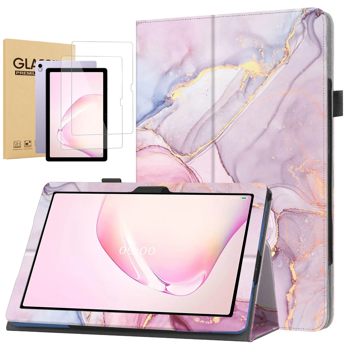 anicestore anicestore 2024 Case for ONN 10.1 Tablet (2024) Pink Marble with 2 Tempered Glass — product photo