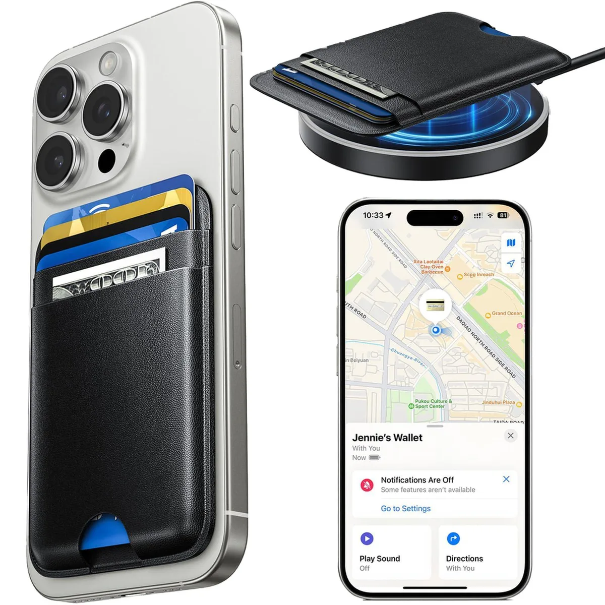  Wtuhu Zc001 MagSafe Wallet Find My RFID Black iPhone 12-16 — product photo