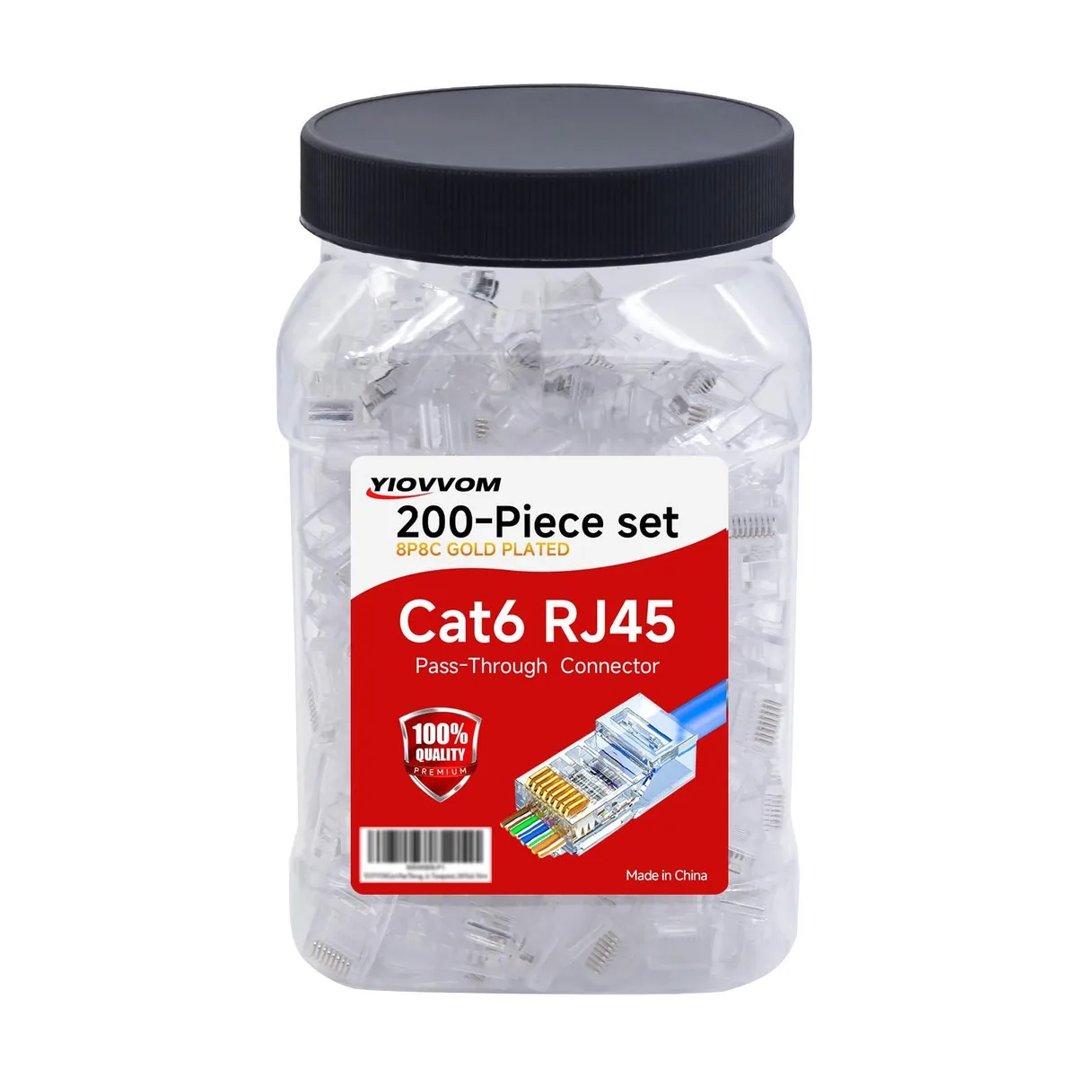  Zebra 1818453 Cat 6 Pass-Through RJ45 Connectors 200-Pack — product photo