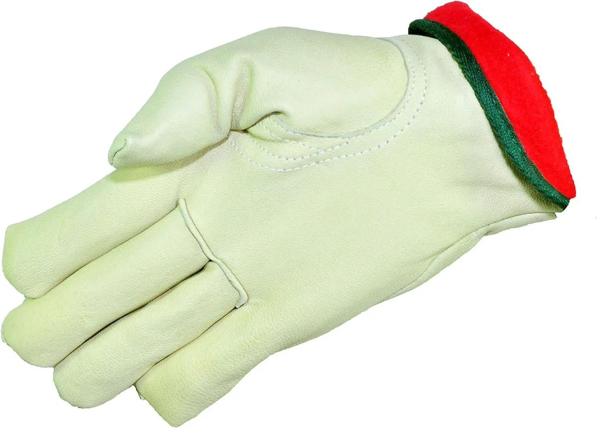 G &amp; F Products G &amp; F 6013M-3 Cowhide Leather Gloves Red Fleece Lining 3 Pair Large — product photo