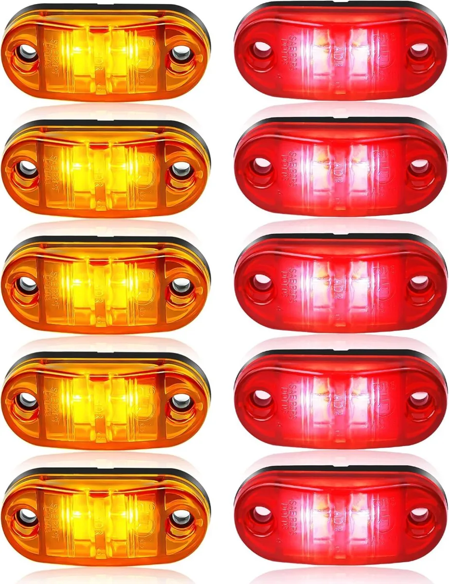 BFKK BFKK 10 Pack LED Trailer Lights Kit Red Amber DC12-24V IP68 RV Lighting — product photo