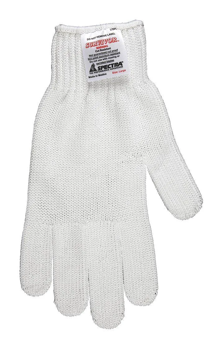 White knit cut-resistant gloves, ambidextrous, uncoated, size XL