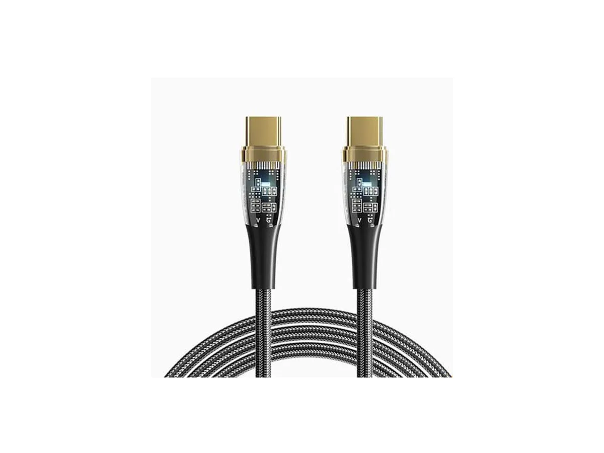 IXJYLCPC IXJYLCPC USB-C to USB-C cable gender changer 3.3ft 100W transparent shell — product photo