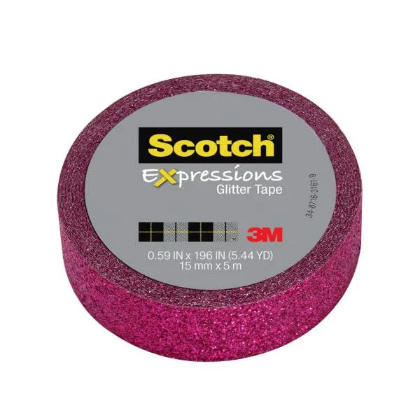 Scotch Scotch Expressions Glitter Tape .59 in x 196 in Hot Pink — product photo