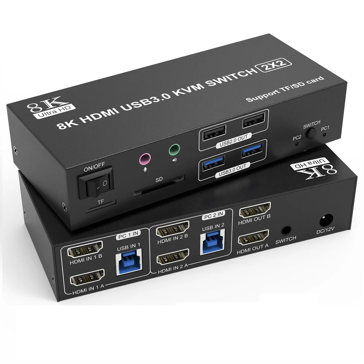 BUCIER BUCIER KM202E-USB3.0-8K-H KVM Switch 2×2 8K@60Hz 4K@120Hz — product photo