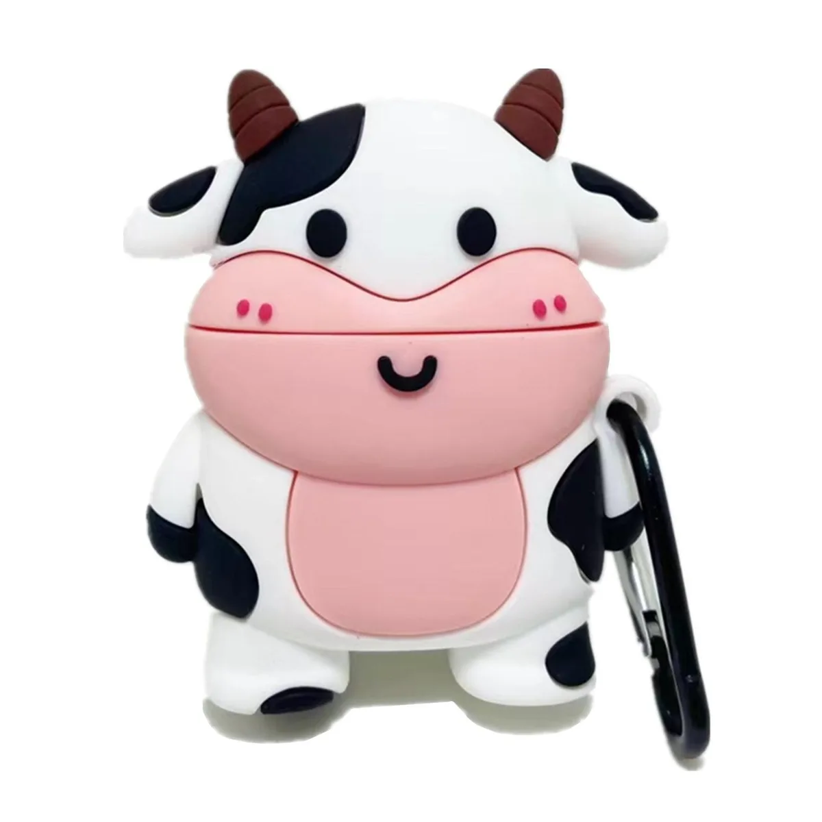 GazeKu GazeKu Soft 3D Black White Stand-up Cow AirPods Case Cover with Clasp for AirPods 1 2 — product photo