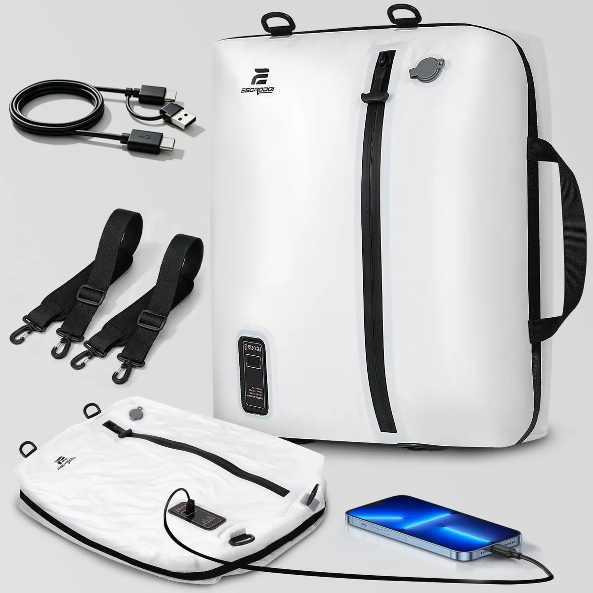  ESCRODOI Built-in Pump Vacuum Bag White 23L 50000Pa USB-C — product photo