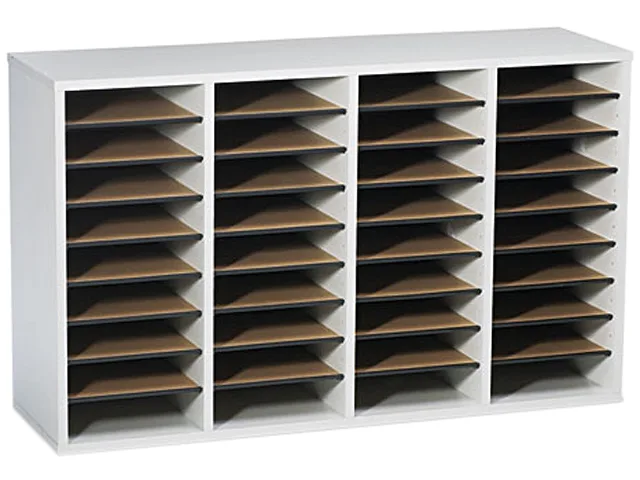Safco Products Safco Products 9424GR literature holder 36 compartments 39.4 x 11.8 x 24 inches Gray — product photo