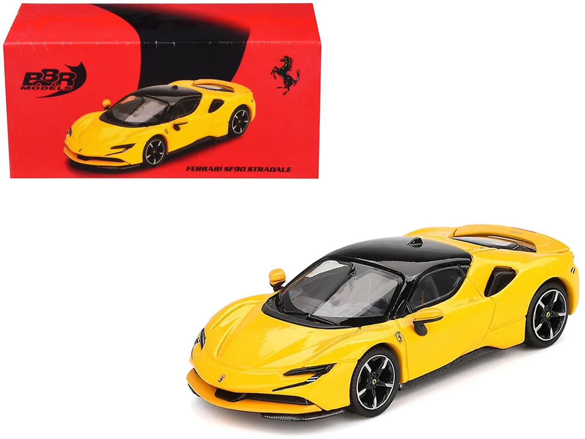 BBR BBR Ferrari SF90 Giallo Modena Yellow Black Top 1/64 Diecast Car — product photo