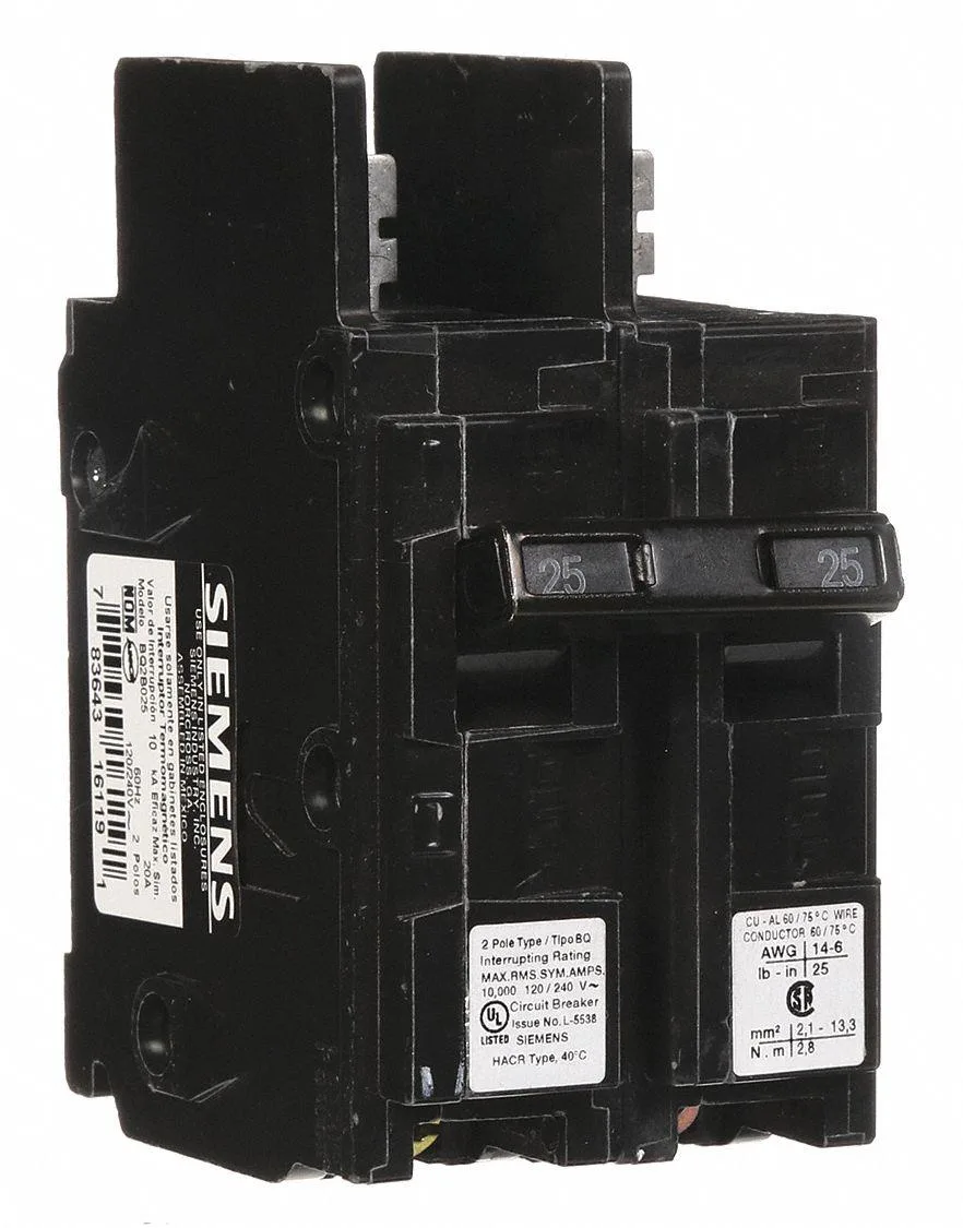 SIEMENS SIEMENS BQ2B025 Miniature Circuit Breaker 25A 2 Pole 120/240V AC — product photo