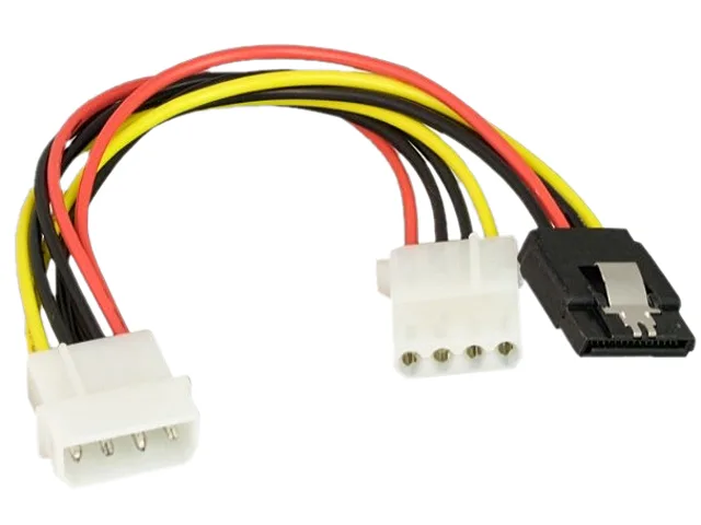 Nippon Labs Nippon Labs 30POW-11W3-S6320-8IN SATA cable 8 in 5.25 LP4 male to female plus SATA 15-pin female — product photo