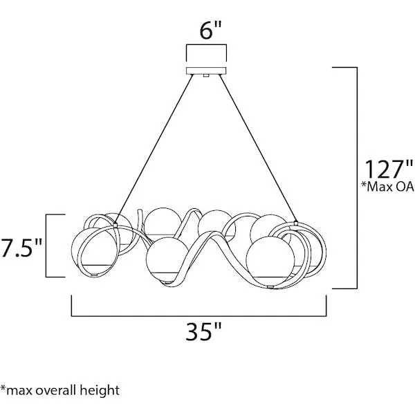 Maxim Mfg. Maxim Mfg. Curlicue 8-Light 35" Pendant Black Polished Nickel — product photo