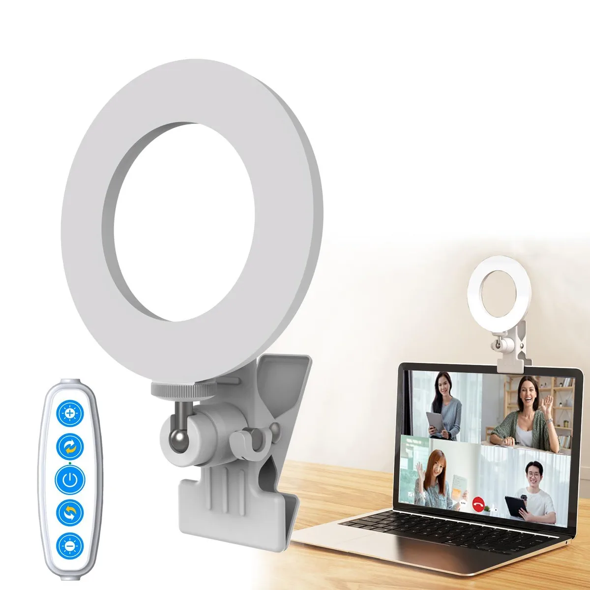Neewer Ring Light 5 Inch USB 2.0 48 LED 3200K-6500K Clip 1.35in White — product photo
