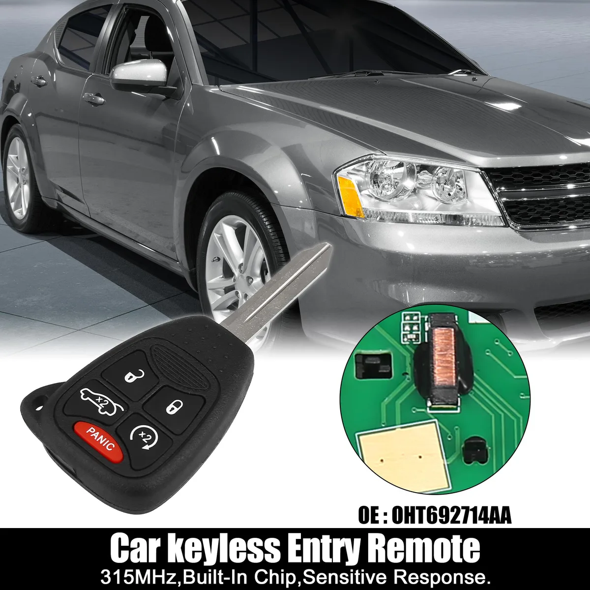 Unique-Bargains Unique-Bargains Keyless Entry Remote OHT692714AA 315MHz 5 Button with Door Key — product photo