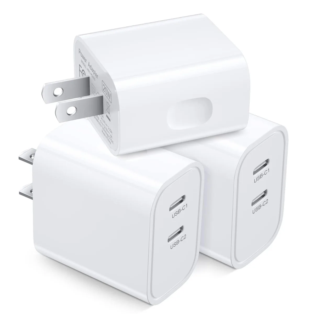  Costyle HNT-PD205 20W Dual USB-C Charger 3 Pack White — product photo