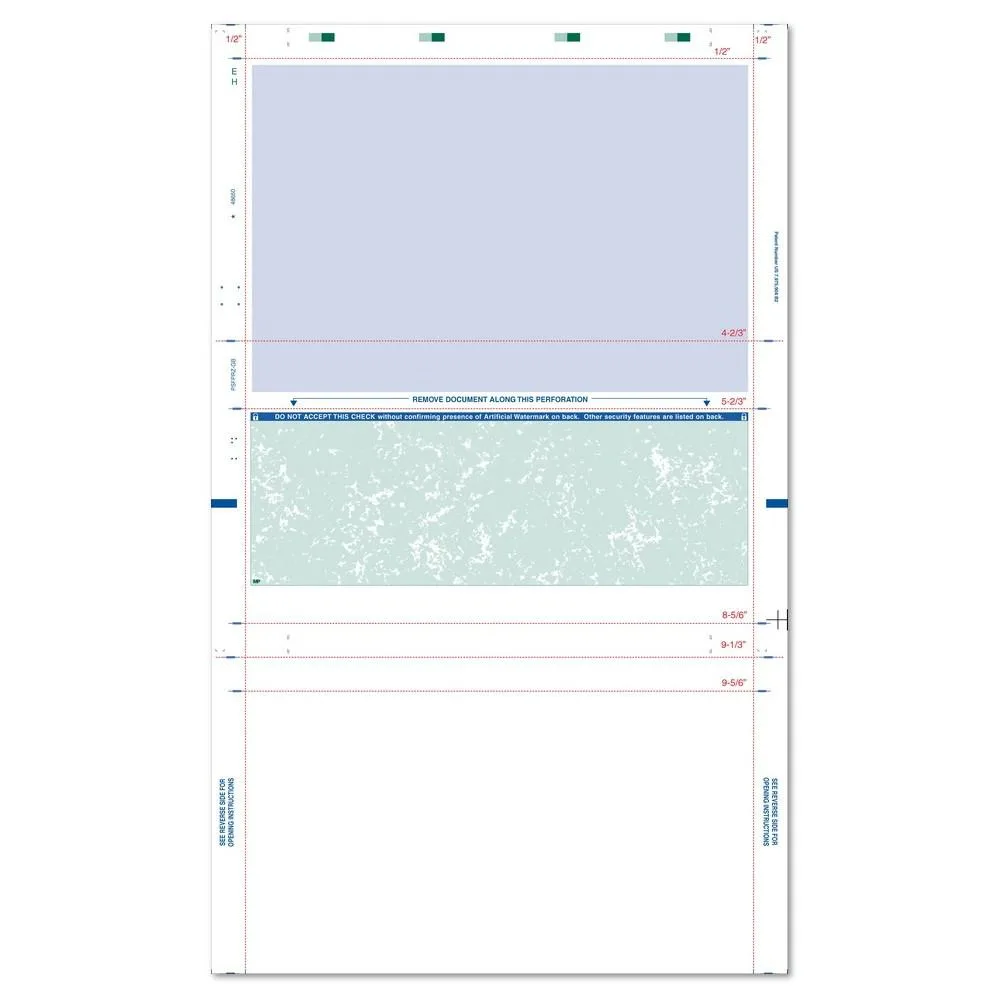 InfoSeal InfoSeal Z Fold Check Blue Green Check 8.5 x 14 Paper Box of 2000 — product photo