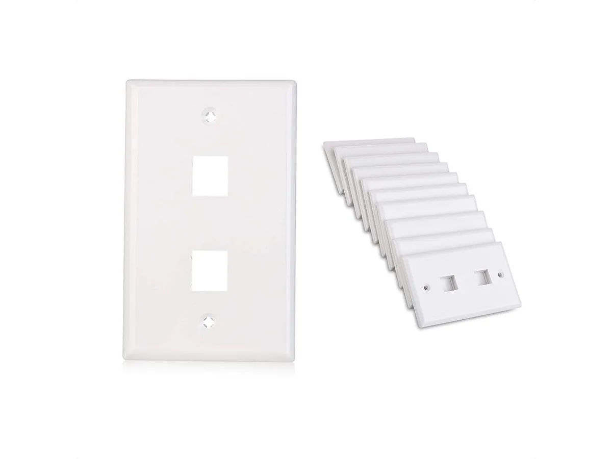 sakose sakose 10-Pack Low Profile 2-Port Keystone Jack Wall Plate White — product photo