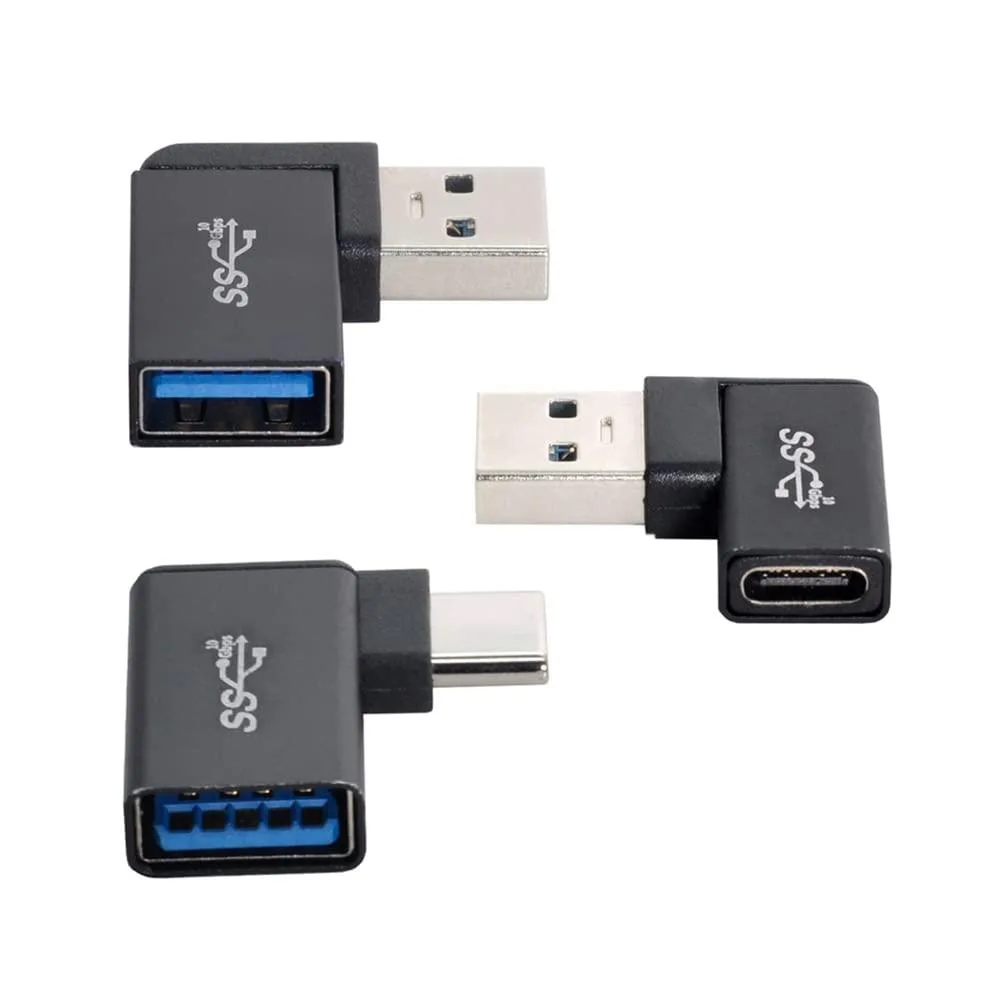 Fervit Fervit 90 Degree USB 3.1 Type C Male Female to USB 3.0 Type A Female OTG Adapter 10Gbps — product photo