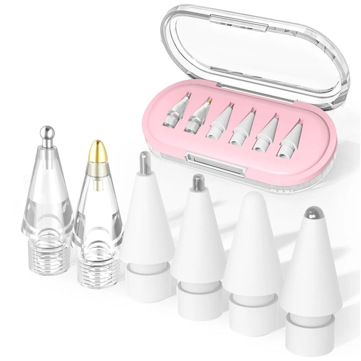 Paiholy 6 Pack Apple Pencil Tips Metal Nibs 0.8 mm Pink — product photo