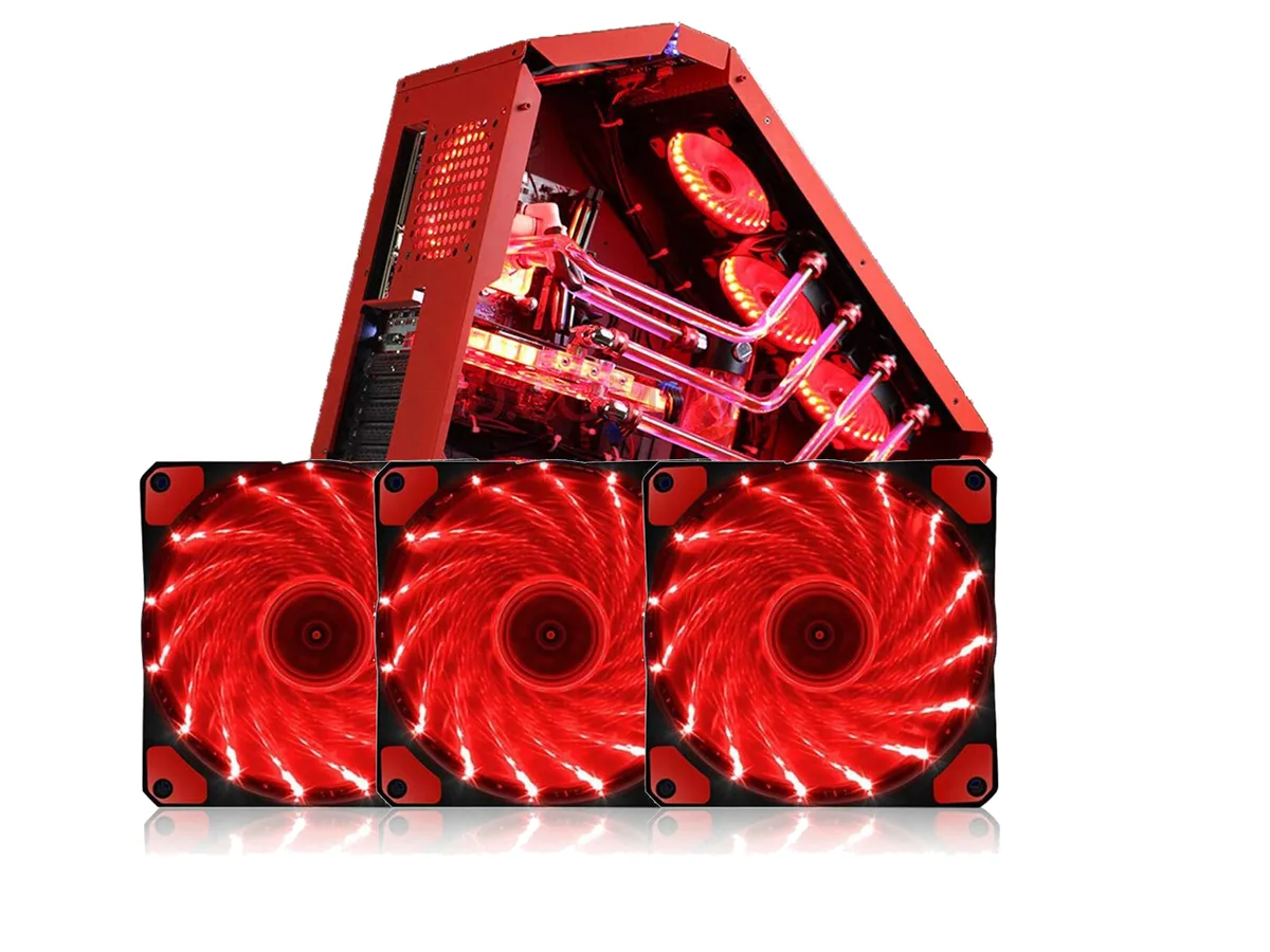 sakose sakose 12025-LED case fan 120mm 15 LED Red 1100 RPM 18 dBA 3 pack — product photo