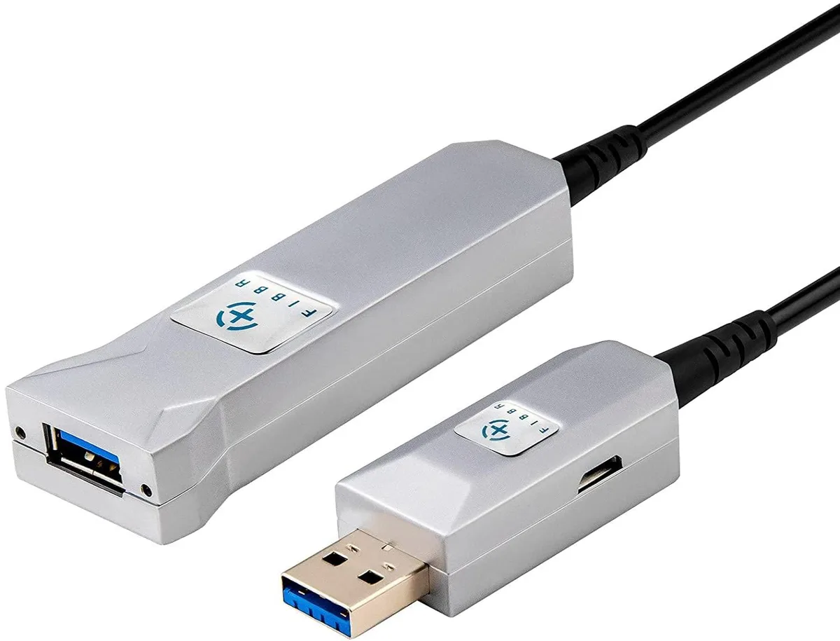 Vszerda Vszerda USB 3.0 Fiber Optical Extension Cable 65 ft Male to Female 5 Gbps Silver — product photo